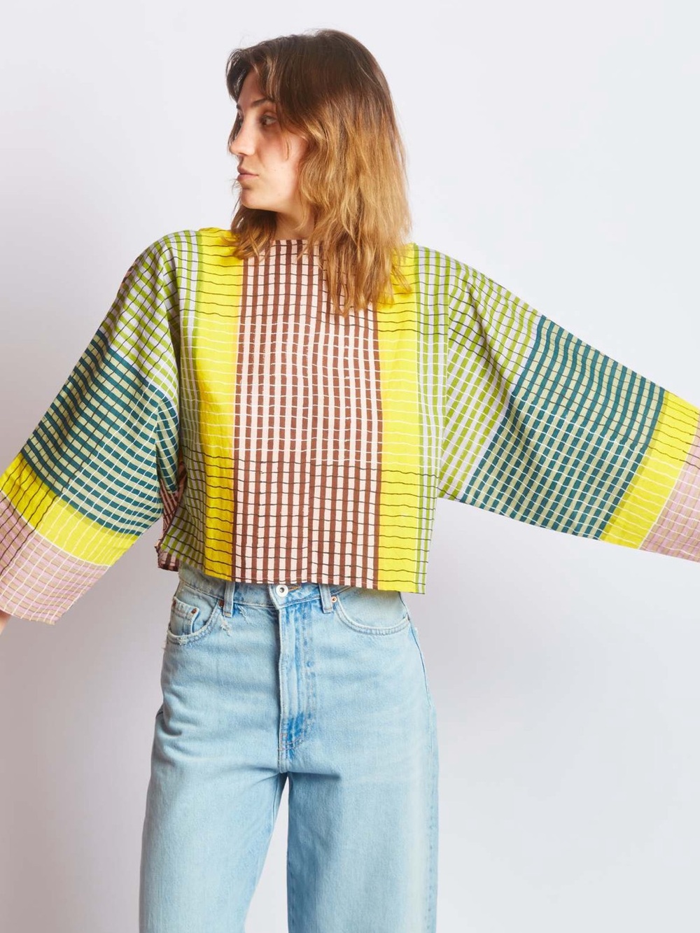 Rujuta Sheth Bloom Shirt Ink Grid Chex Block Print